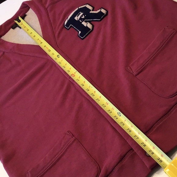 RL Rugby Cardigan Reversible Varsity Letterman Cotton‎ Sweatshirt Jacket - Picture 12 of 15